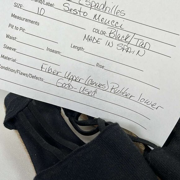 Sesto Meucci Black Espadrilles SZ 10 Spring Easter Mothers Day Graduation Weddin - Picture 2 of 11